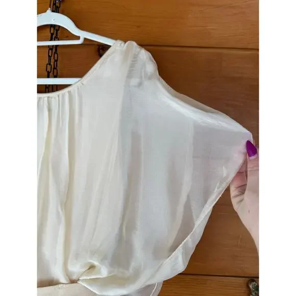 NWT Elena Baldi 2 Piece Silk Blend Set Cream Maxi Skirt & Sheer Top Size L - Picture 4 of 5